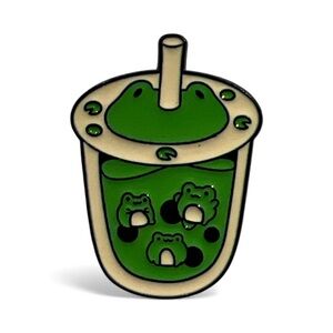 Frog Boba Tea Enamel Pin – Cute Frog/Toad Design – NWT